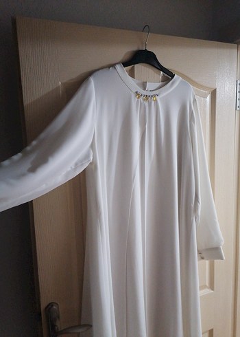 Beyaz Midi Keten Tunik - Görsel 3