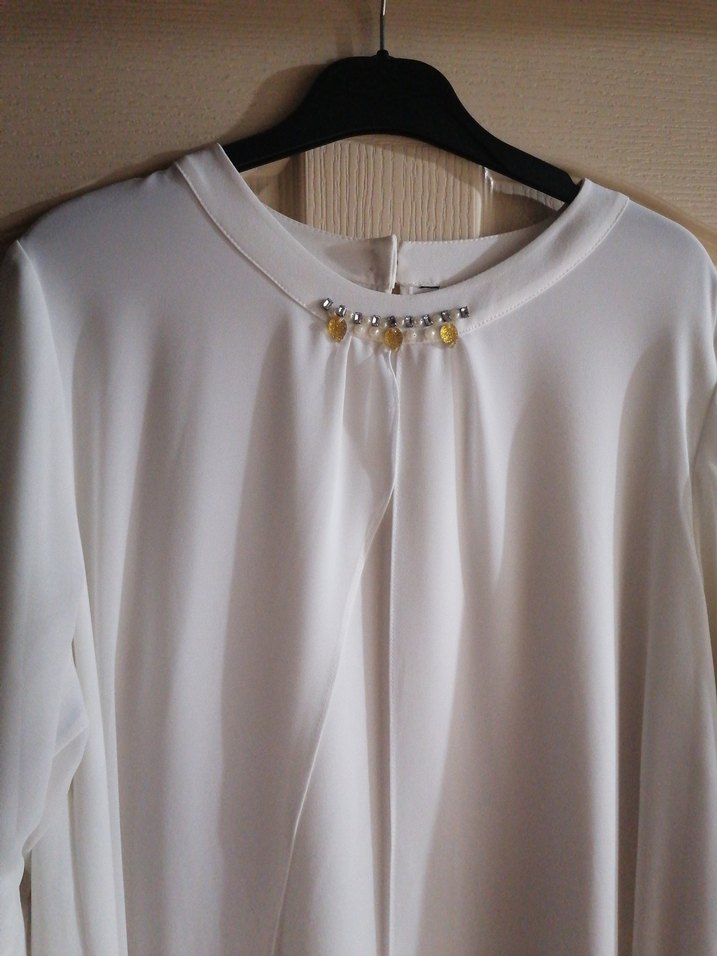 Beyaz Midi Keten Tunik - Görsel 2