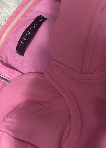 Pembe Süet Görünümlü Straplez Bustiyer - Görsel 3