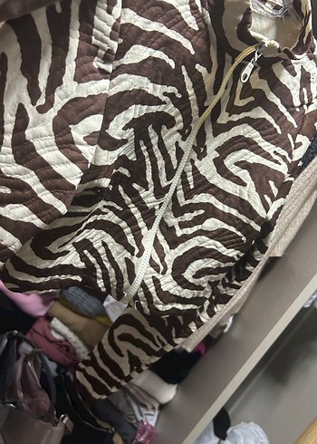 Kahverengi Zebra Desenli Kadın takım - Görsel 2