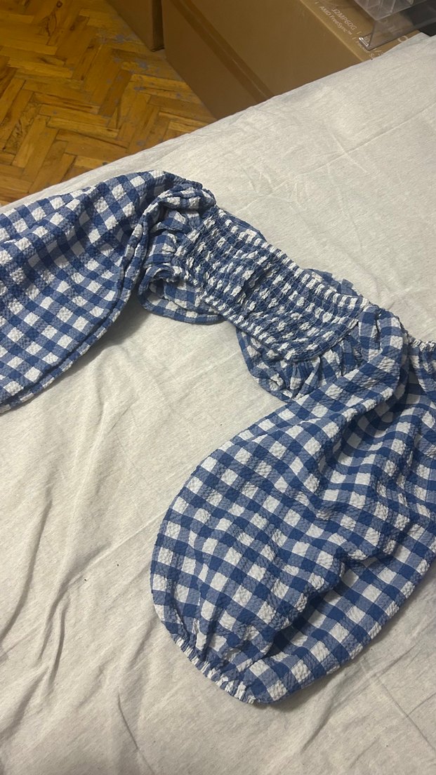 Mavi Ekose Kayışlı crop - Görsel 2