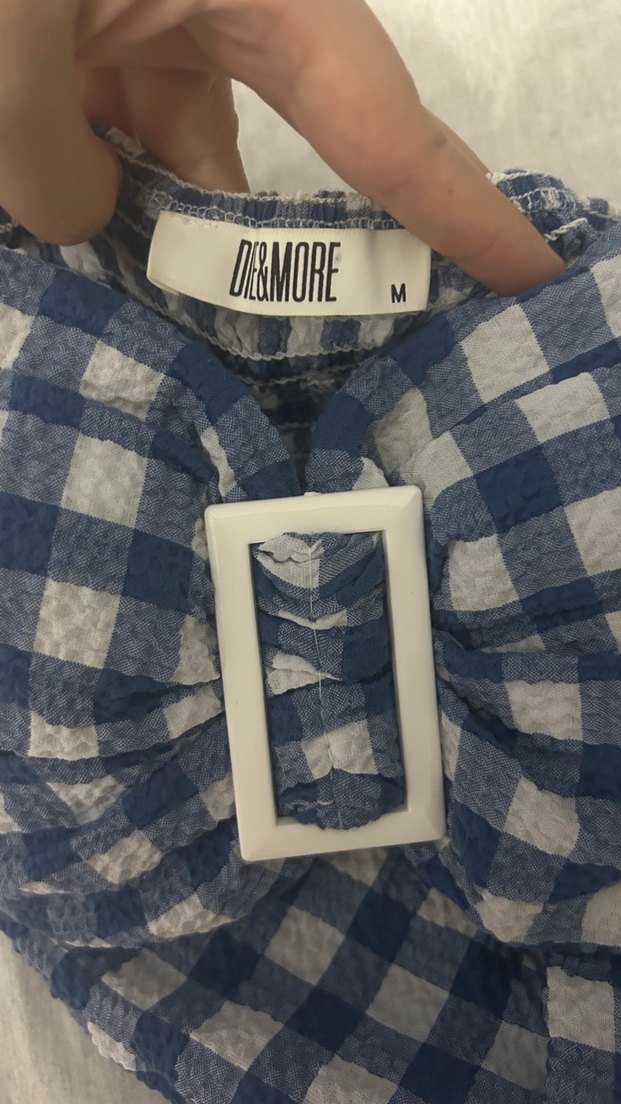 Mavi Ekose Kayışlı crop - Görsel 3