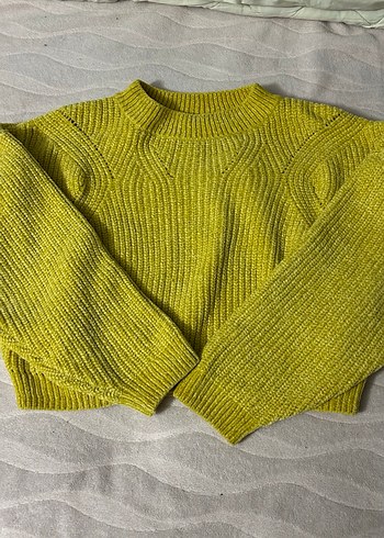 Sarı Triko Kadın Bisiklet Yaka Kazak - Görsel 2