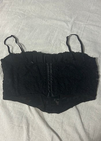 Dantel Detaylı Siyah Straplez Büstiyer - Görsel 2