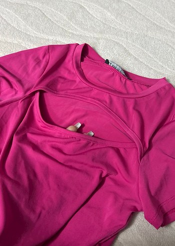 Pembe Kısa Kollu Kadın Tişört - Görsel 3