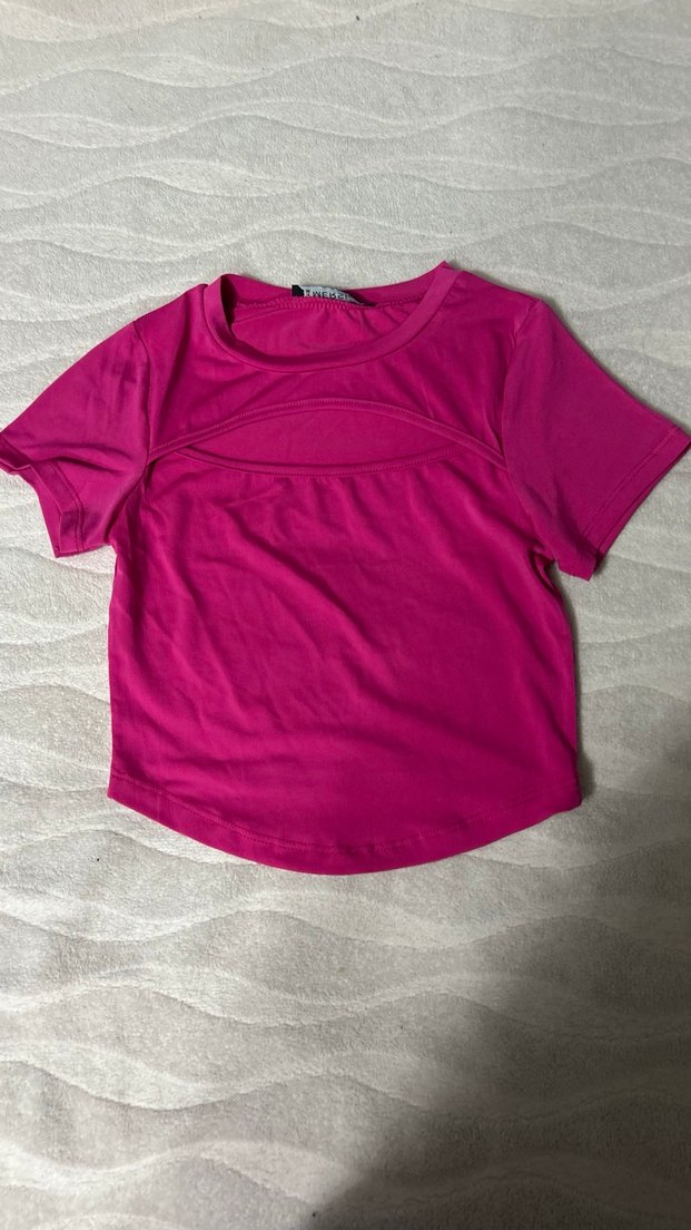 Pembe Kısa Kollu Kadın Tişört - Görsel 2