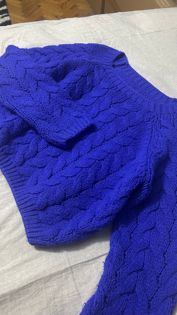 Mavi Örgü  crop Kadın Kazak - Görsel 2