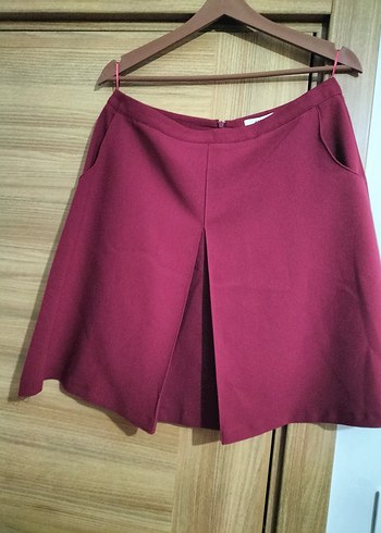 Bordo Pilili Mini Etek - Görsel 2