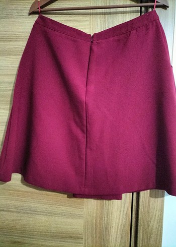 Bordo Pilili Mini Etek - Görsel 4