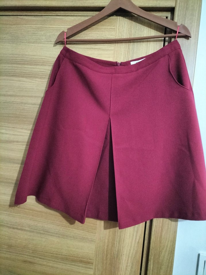 Bordo Pilili Mini Etek - Görsel 2