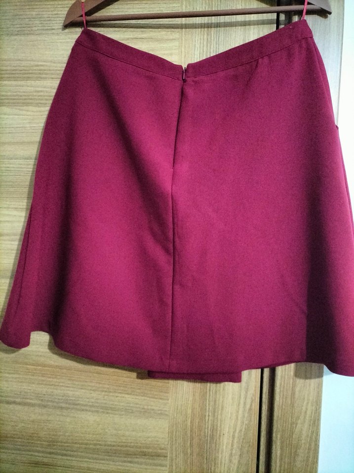 Bordo Pilili Mini Etek - Görsel 4