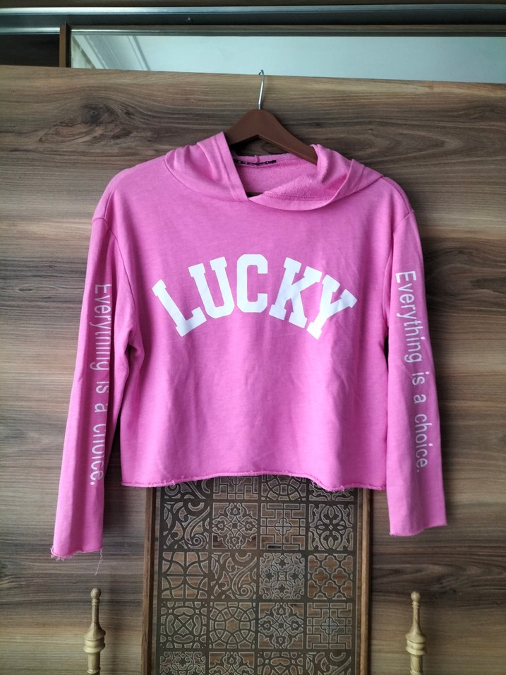 Pembe Baskılı Kadın Sweatshirt - Görsel 2