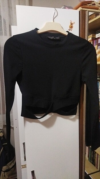 Çapraz fitilli siyah crop
