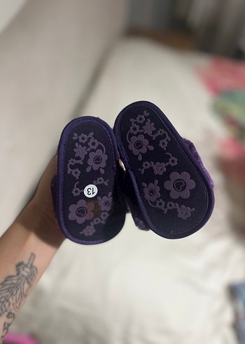 Kızlar için Mor Kürklü Sıcak Terlik - Görsel 2