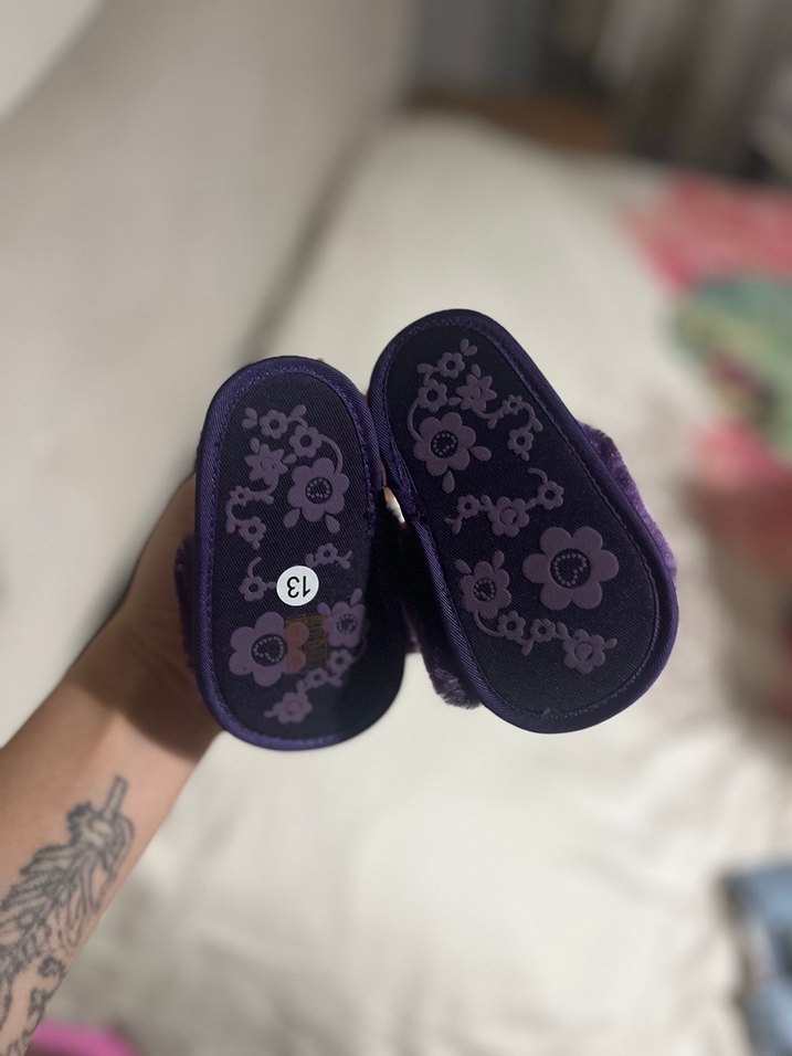 Kızlar için Mor Kürklü Sıcak Terlik - Görsel 2