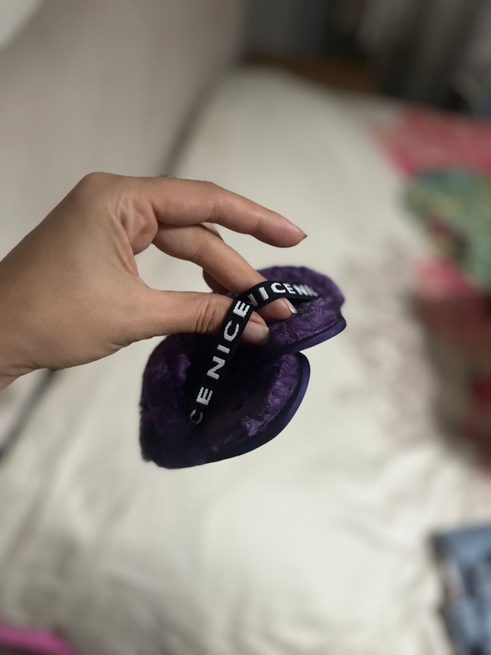 Kızlar için Mor Kürklü Sıcak Terlik - Görsel 3