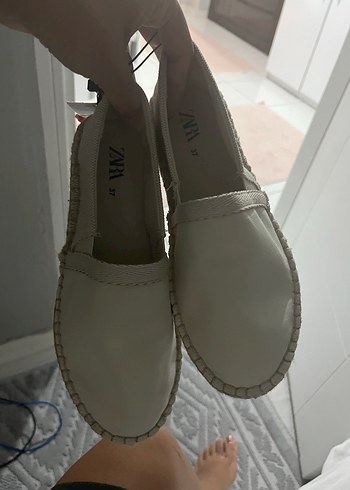 Zara Beyaz Süet Dolgu Topuklu Kadın Espadril