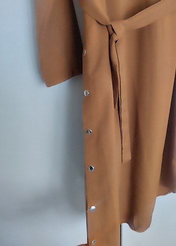Kahverengi Uzun Kollu Kuşaklı Tunik - Görsel 2