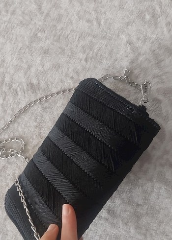 El yapımı sıfır Siyah İşlemeli Zincir Askılı Kadın Çanta - Görsel 3