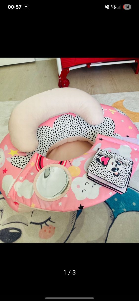 Pembe Desenli Bebek oturma Minderi - Görsel 2