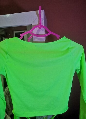 xs Beden çeşitli Renk Neon renkli uzun kollu kolu parmak geçirmeli crop/bluz