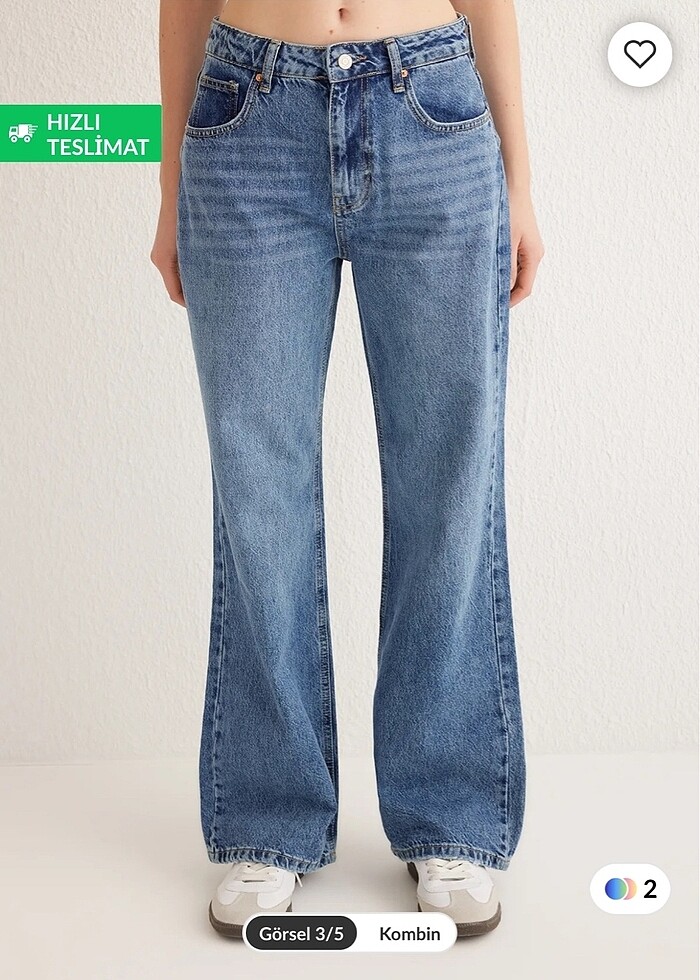 Mavi yüksek bel jeans - Görsel 2