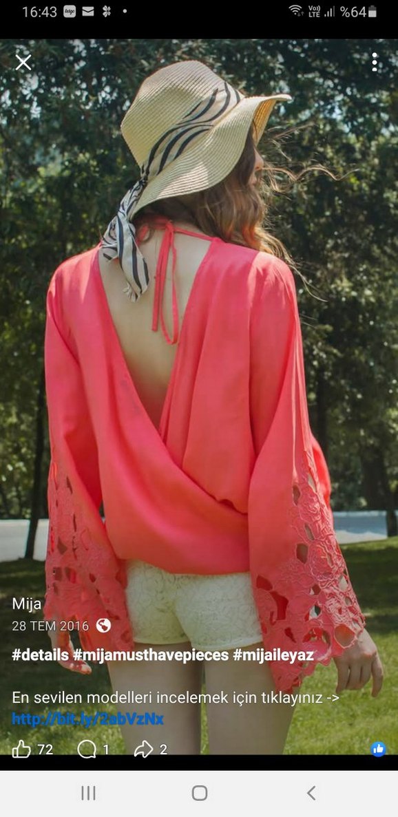 Sırt dekolteli, brode somon Bluz - Görsel 3