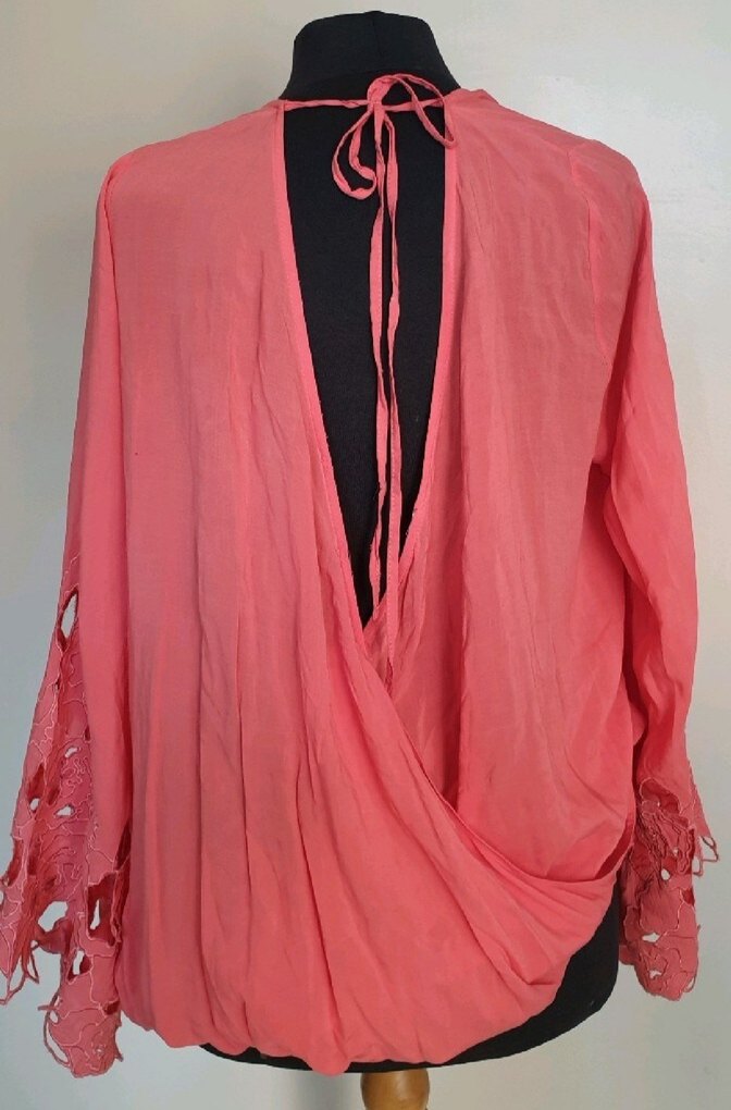 Sırt dekolteli, brode somon Bluz - Görsel 5