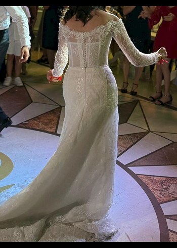 Fransız Dantelli Uzun Kollu Gelinlik - Görsel 2