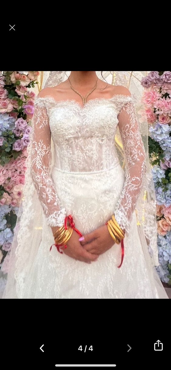 Fransız Dantelli Uzun Kollu Gelinlik - Görsel 4