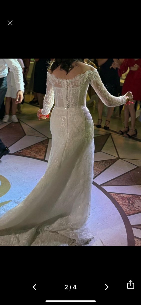 Fransız Dantelli Uzun Kollu Gelinlik - Görsel 2