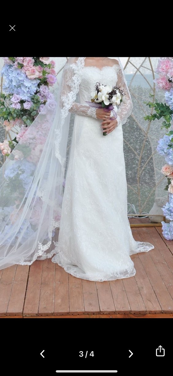 Fransız Dantelli Uzun Kollu Gelinlik - Görsel 3