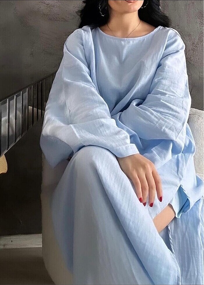 Etek&bluz takım bebe mavisi (L beden) - Görsel 5