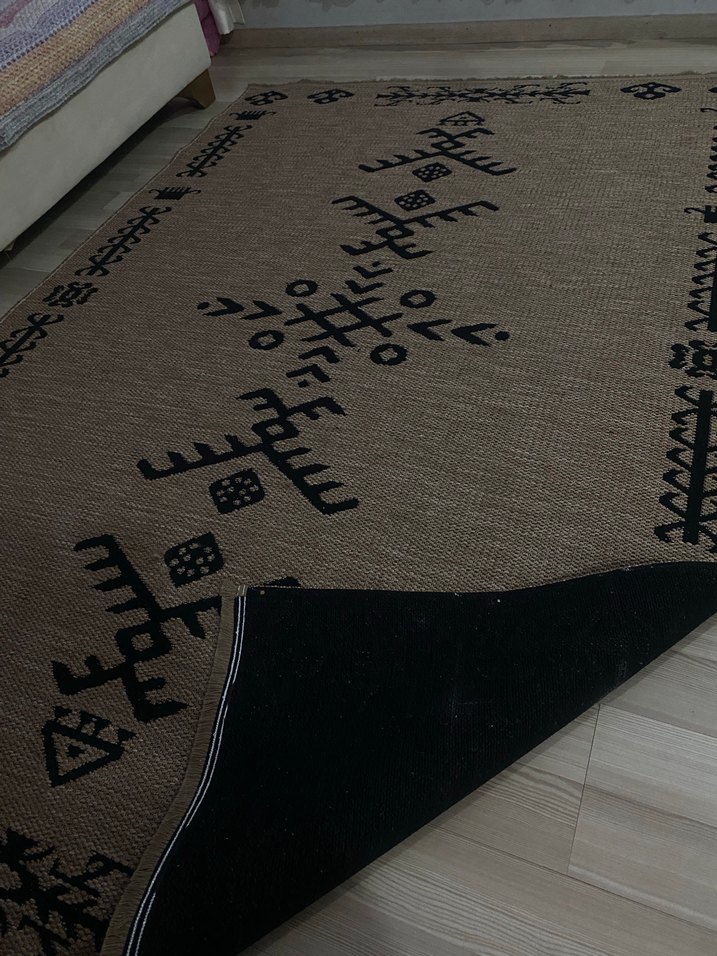 Kahverengi Bohem Nakışlı Halı - Görsel 2