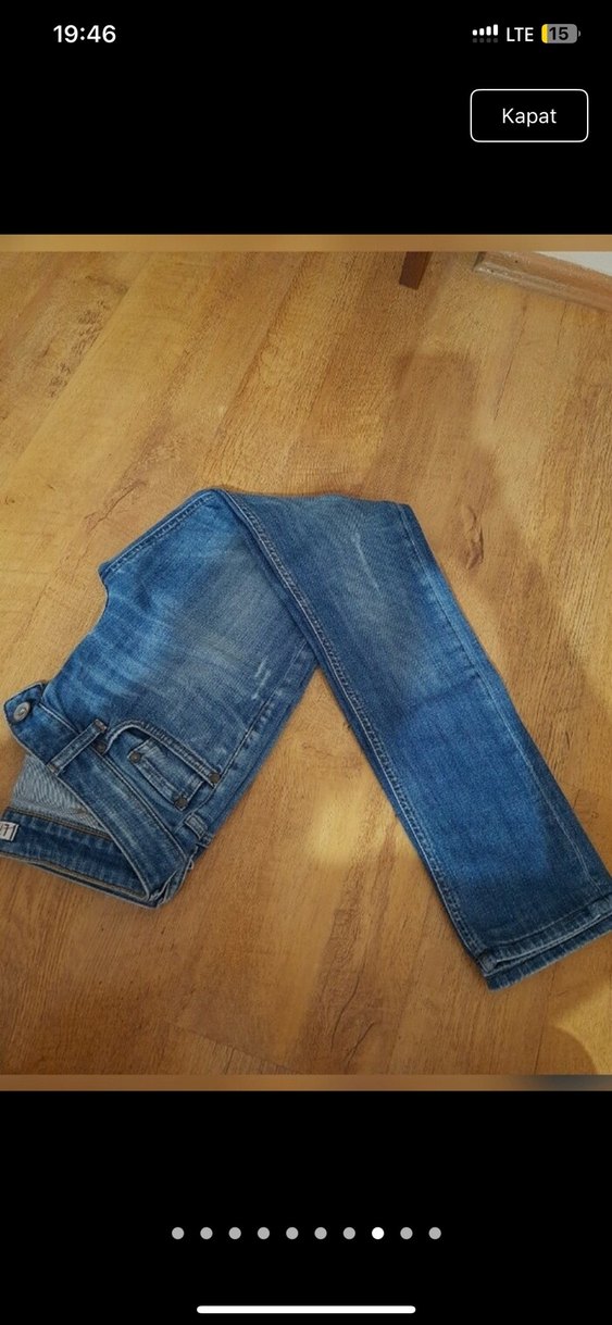 Kadın Kahverengi Beli Tokalı Normal Boy Denim Pantolon - Görsel 3