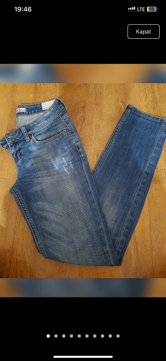 Kadın Kahverengi Beli Tokalı Normal Boy Denim Pantolon - Görsel 2