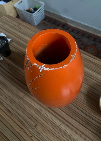 Parlak Turuncu Desenli Vazo odundan - Görsel 3