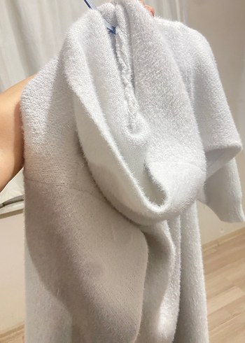 Kadın Örgü Beyaz uzun hırka - Görsel 2