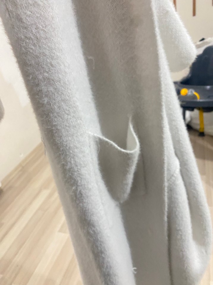 Kadın Örgü Beyaz uzun hırka - Görsel 3