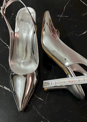 36 Beden Düz Gümüş Stiletto Kadın Ayakkabı