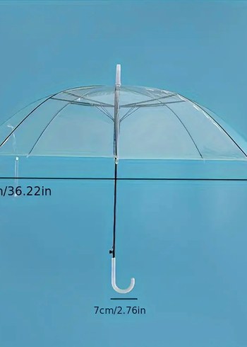 Şeffaf Kadın Şemsiye Saplı - Görsel 2