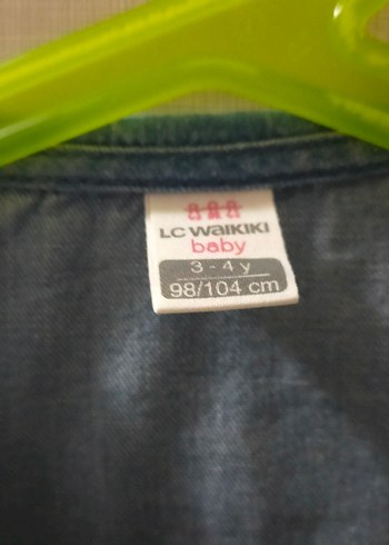 4 Yaş Beden Mavi Uzun Kollu Kız Çocuk Denim Elbise