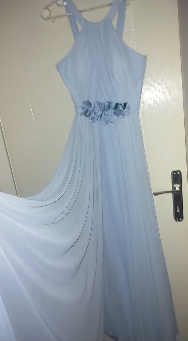 Mavi Uzun Drapeli Askılı Kadın Abiye - Görsel 2