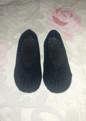 Siyah Örgü ev babeti terlik panduf