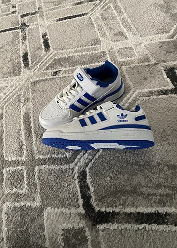 Adidas Mavi Beyaz Platform Tabanlı Spor Ayakkabı