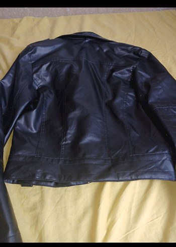 Diğer Siyah Parlak Deri Biker Ceket