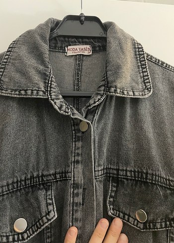 Gri Kot Kumaşlı Uzun Kadın Elbise m beden boy 125 - Görsel 3