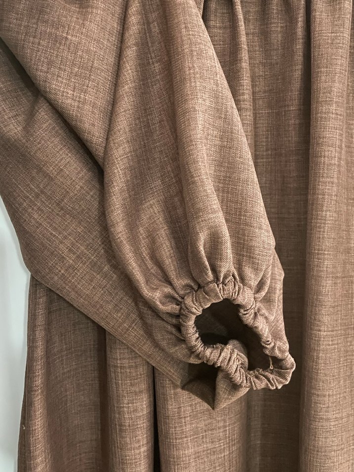 Uzun Kahverengi Keten Elbise 1 beden  boy 135 - Görsel 3