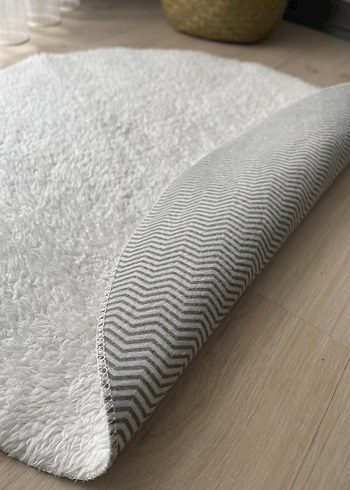 Beyaz Yuvarlak kuzu postu Modern Halı 80*80 - Görsel 3