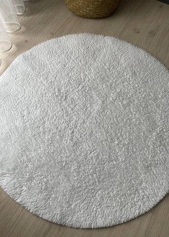 Beyaz Yuvarlak kuzu postu Modern Halı 80*80 - Görsel 4